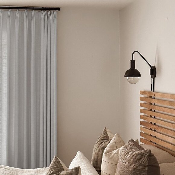 New TWOPAGES 50 W x 96 L Triple Tailor Pleated Curtain - Fog (2 Panels) - Picture 3 of 5